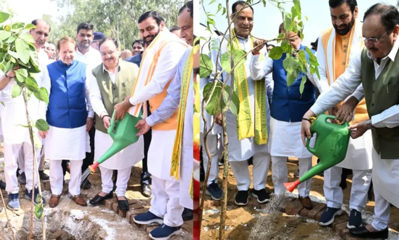 रोहतक में ‘नमो वन’ का उद्घाटन: JP नड्डा और CM सैनी ने 10,000 पौधे रोपित कर लिया पर्यावरण संरक्षण का संकल्प